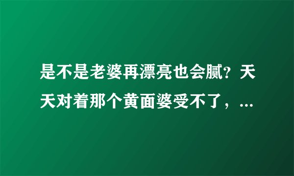 是不是老婆再漂亮也会腻？天天对着那个黄面婆受不了，想找新鲜刺激。