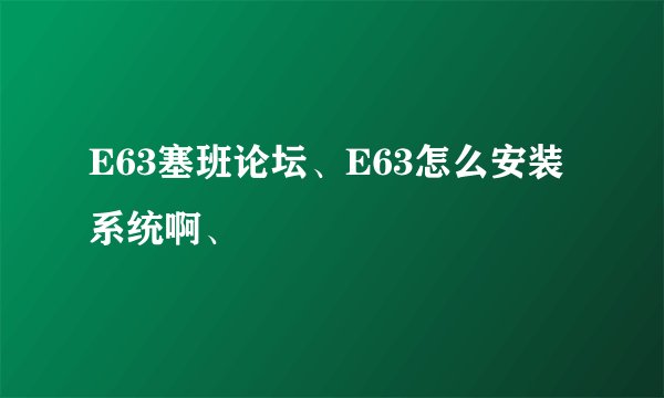 E63塞班论坛、E63怎么安装系统啊、