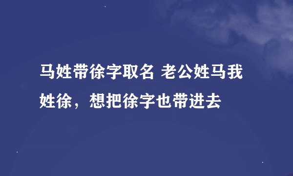 马姓带徐字取名 老公姓马我姓徐，想把徐字也带进去