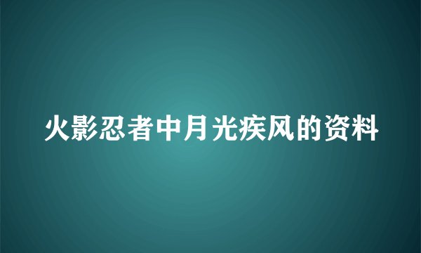 火影忍者中月光疾风的资料