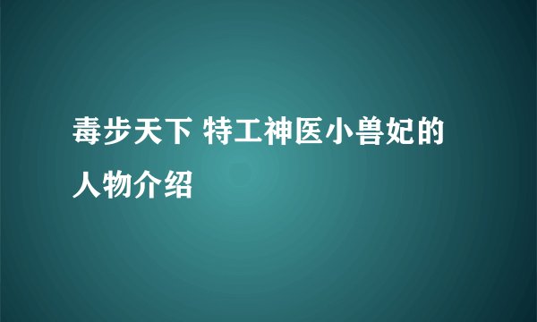毒步天下 特工神医小兽妃的人物介绍