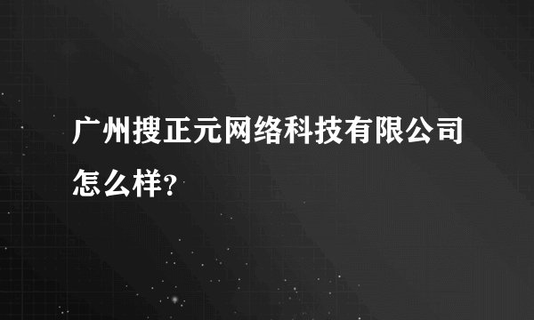广州搜正元网络科技有限公司怎么样？