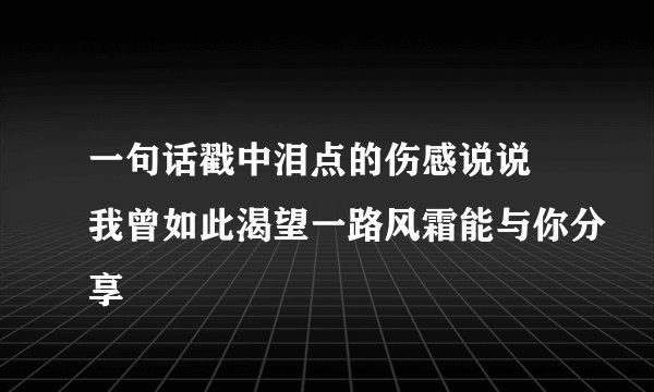 一句话戳中泪点的伤感说说 我曾如此渴望一路风霜能与你分享