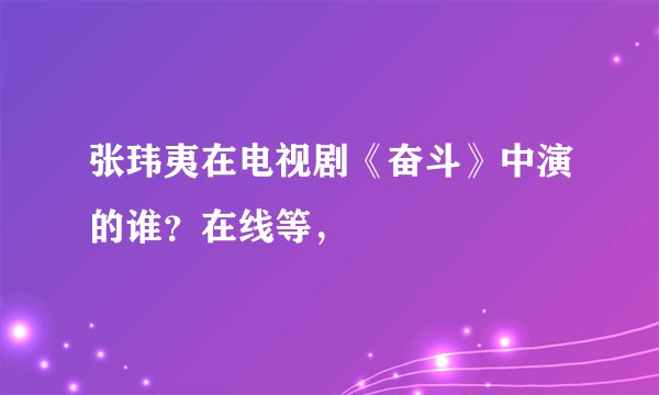 张玮夷在电视剧《奋斗》中演的谁？在线等，