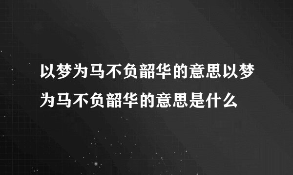 以梦为马不负韶华的意思以梦为马不负韶华的意思是什么