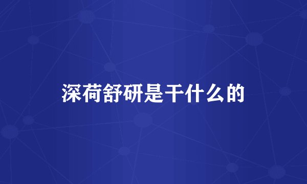深荷舒研是干什么的