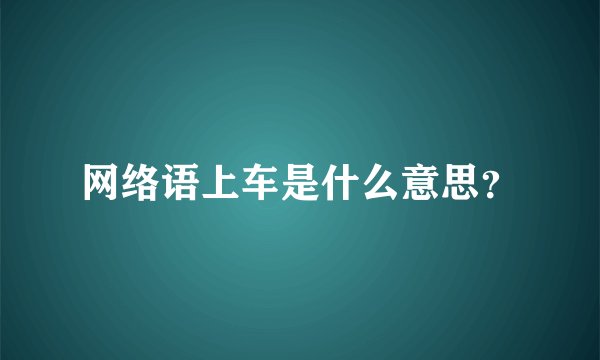 网络语上车是什么意思？
