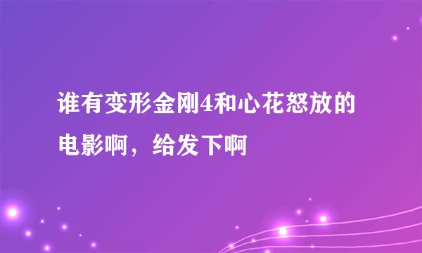 谁有变形金刚4和心花怒放的电影啊，给发下啊
