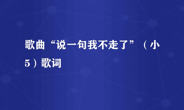 歌曲“说一句我不走了”（小5）歌词