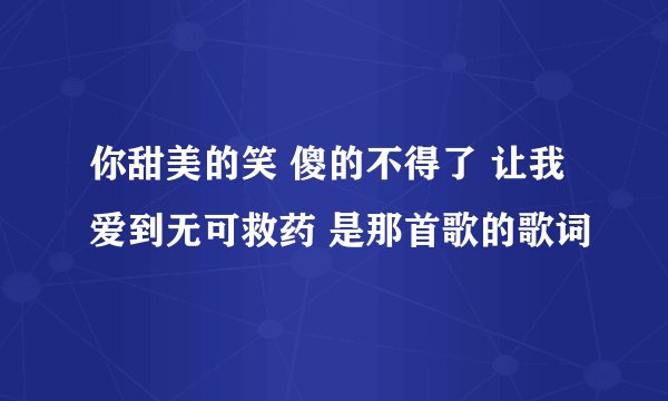你甜美的笑 傻的不得了 让我爱到无可救药 是那首歌的歌词