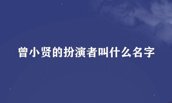曾小贤的扮演者叫什么名字