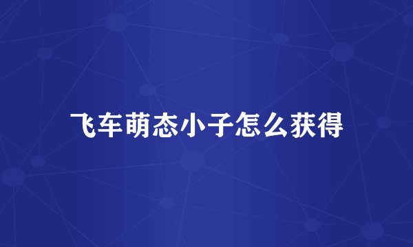 飞车萌态小子怎么获得