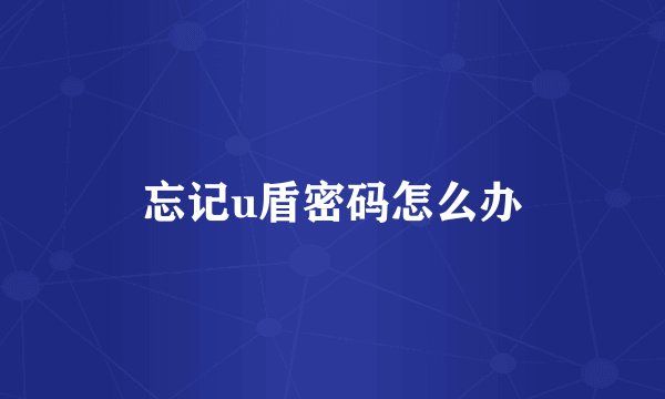 忘记u盾密码怎么办