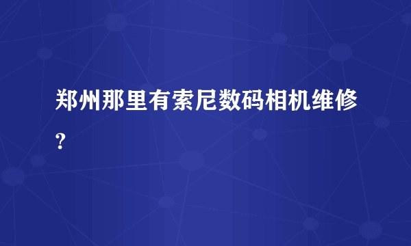 郑州那里有索尼数码相机维修?
