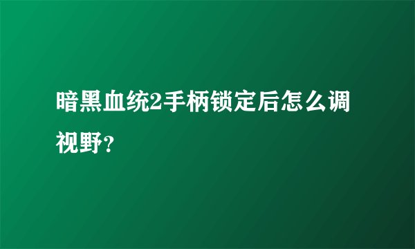 暗黑血统2手柄锁定后怎么调视野？