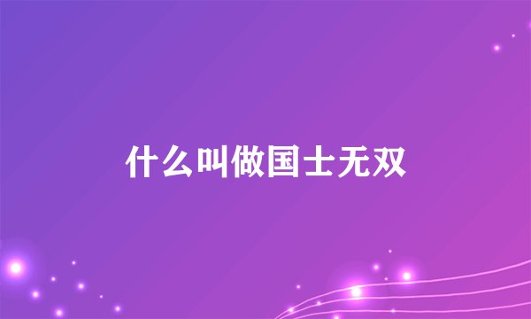 什么叫做国士无双