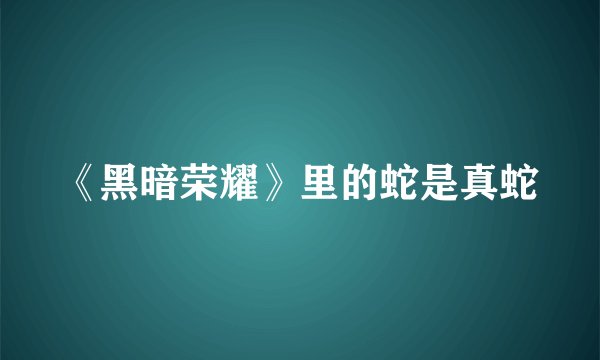 《黑暗荣耀》里的蛇是真蛇