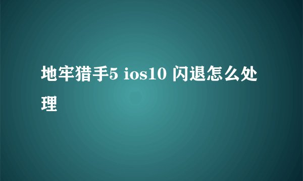 地牢猎手5 ios10 闪退怎么处理
