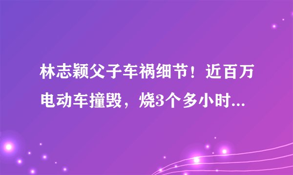 林志颖父子车祸细节！近百万电动车撞毁，烧3个多小时未熄灭，火势多严重？