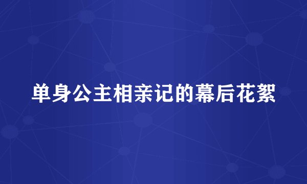 单身公主相亲记的幕后花絮