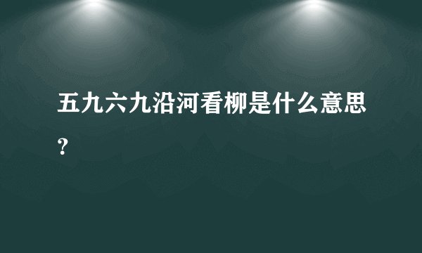 五九六九沿河看柳是什么意思？