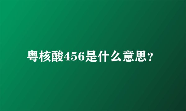 粤核酸456是什么意思？