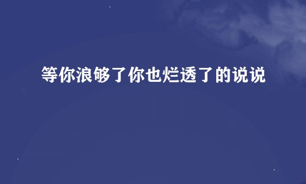 等你浪够了你也烂透了的说说