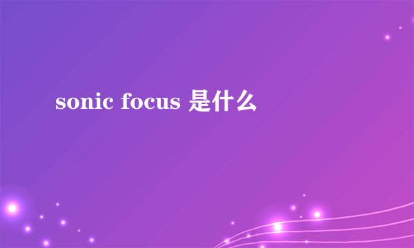 sonic focus 是什么