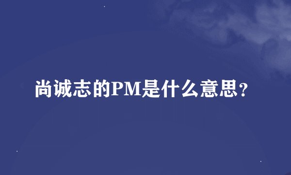 尚诚志的PM是什么意思？