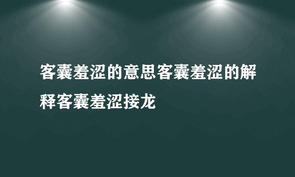 客囊羞涩的意思客囊羞涩的解释客囊羞涩接龙