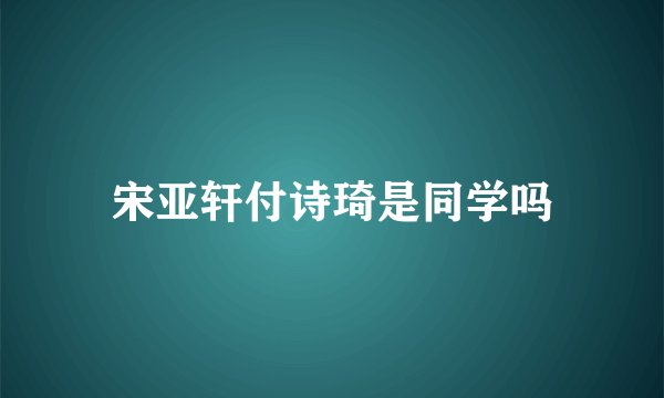 宋亚轩付诗琦是同学吗