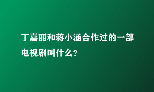 丁嘉丽和蒋小涵合作过的一部电视剧叫什么？
