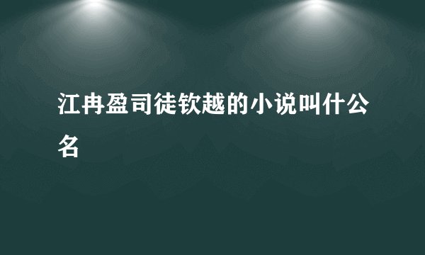 江冉盈司徒钦越的小说叫什公名