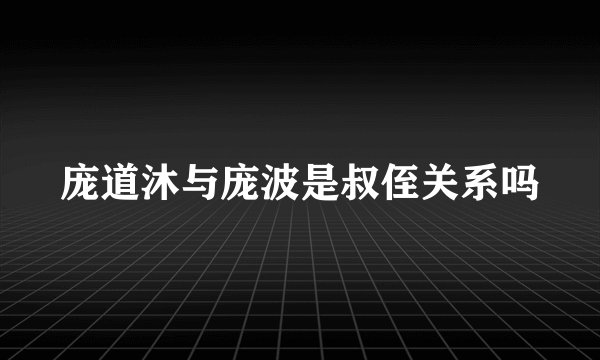 庞道沐与庞波是叔侄关系吗