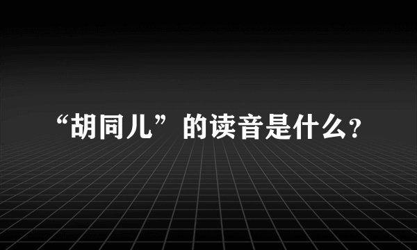 “胡同儿”的读音是什么？