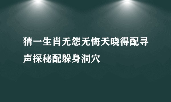 猜一生肖无怨无悔天晓得配寻声探秘配躲身洞穴