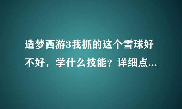 造梦西游3我抓的这个雪球好不好，学什么技能？详细点，偶小白 谢谢