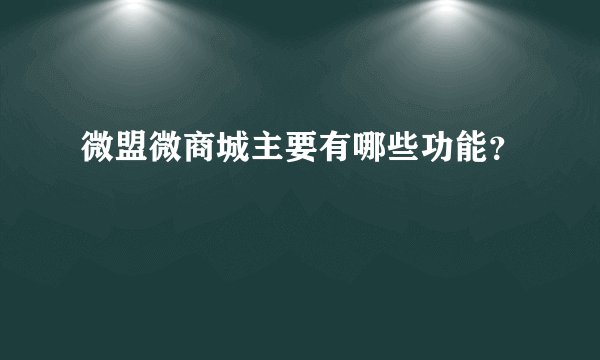 微盟微商城主要有哪些功能？