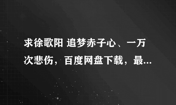 求徐歌阳 追梦赤子心、一万次悲伤，百度网盘下载，最好是无损的，高品质mp3也行