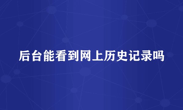 后台能看到网上历史记录吗