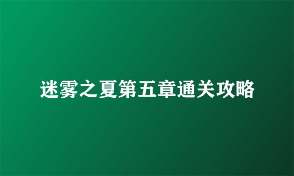 迷雾之夏第五章通关攻略