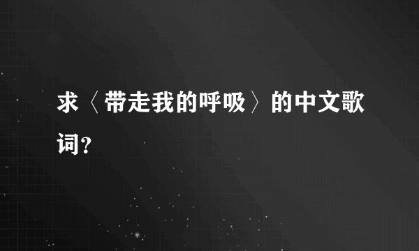 求〈带走我的呼吸〉的中文歌词？