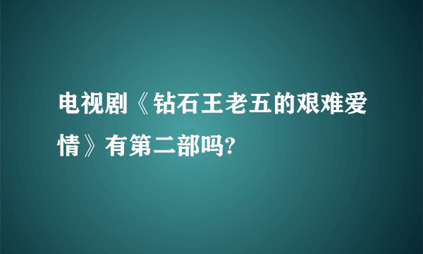 电视剧《钻石王老五的艰难爱情》有第二部吗?