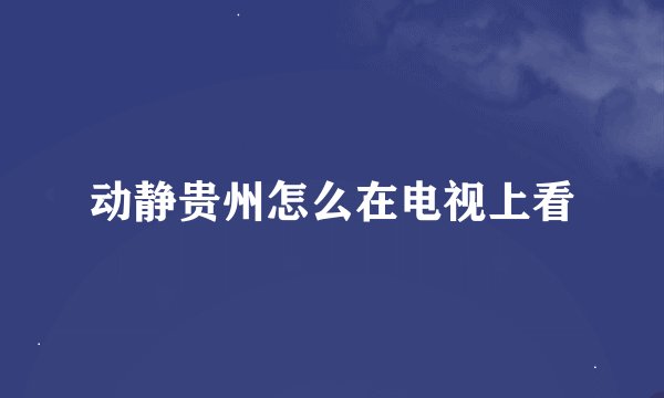 动静贵州怎么在电视上看