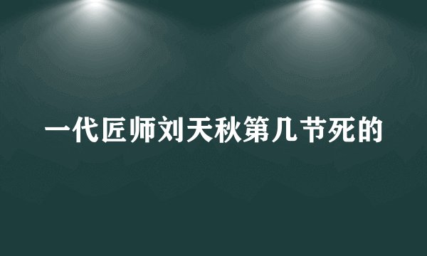 一代匠师刘天秋第几节死的