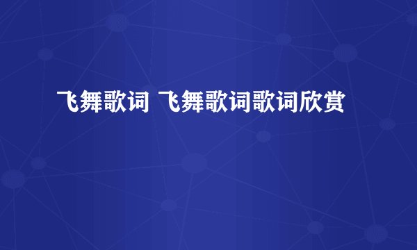 飞舞歌词 飞舞歌词歌词欣赏
