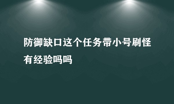 防御缺口这个任务带小号刷怪有经验吗吗