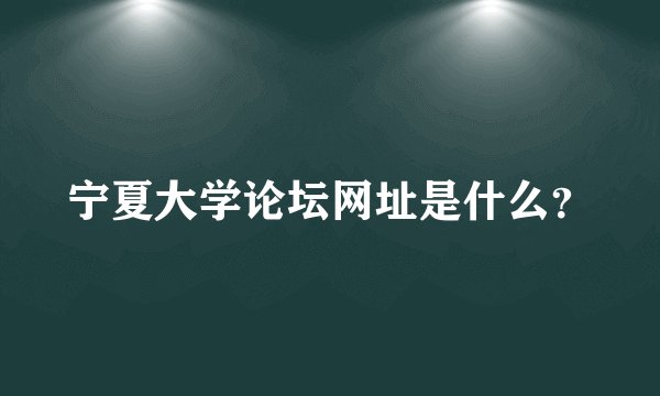宁夏大学论坛网址是什么？