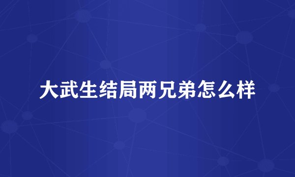 大武生结局两兄弟怎么样