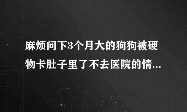 麻烦问下3个月大的狗狗被硬物卡肚子里了不去医院的情况下，还有没什么办法将硬物取出来？或吐出来拉出来